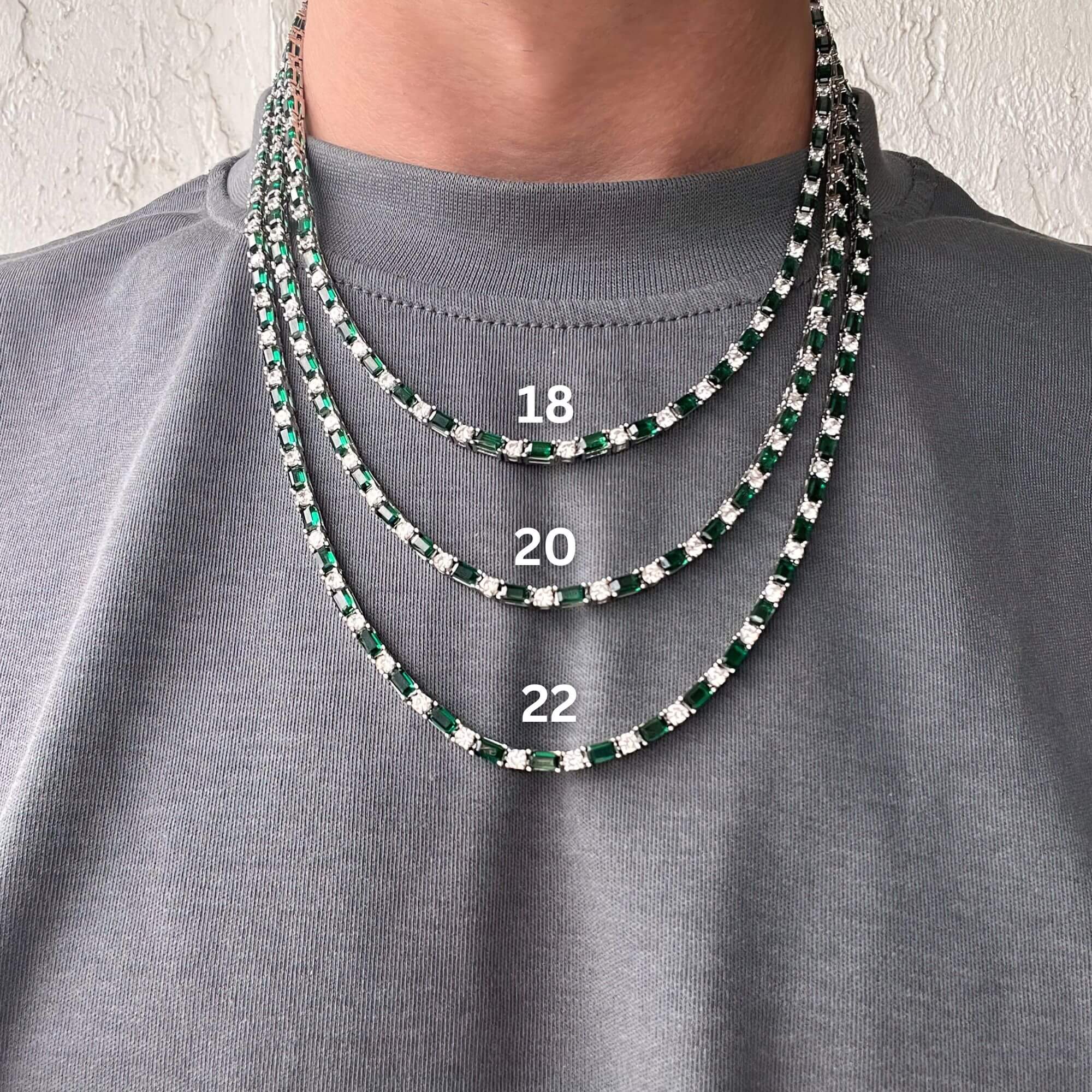 Emerald Tennis Chain 3MM - White Gold