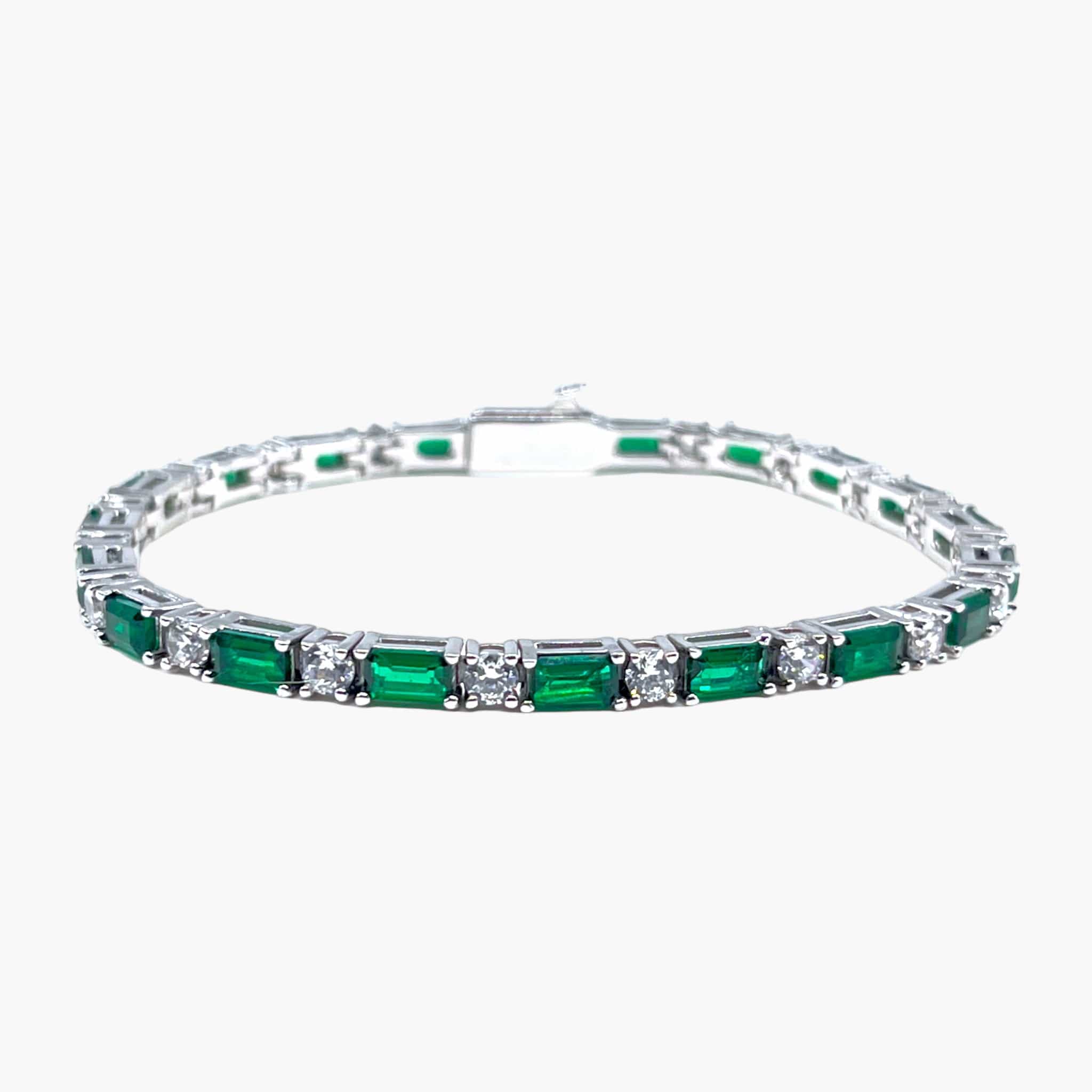 Emerald Tennis Bracelet 3MM - White Gold