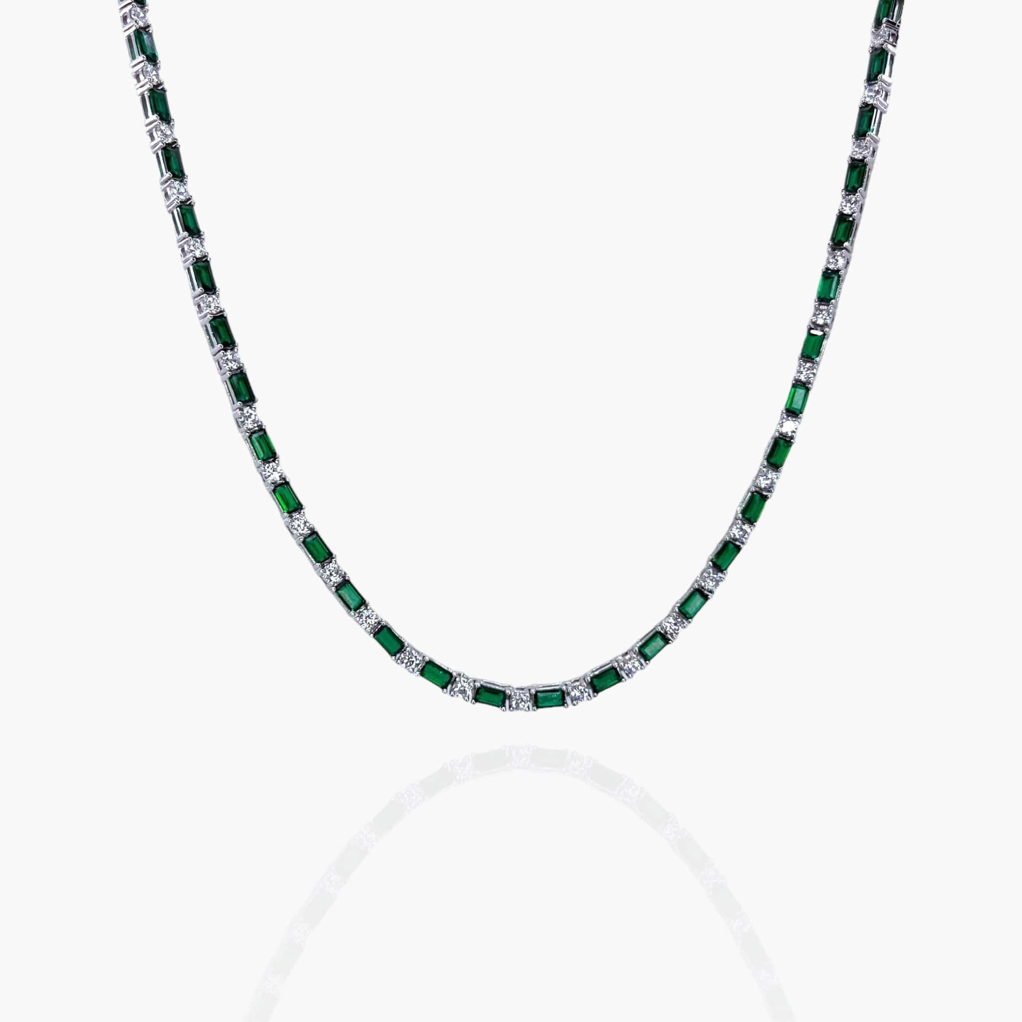 Emerald Tennis Chain 3MM - White Gold