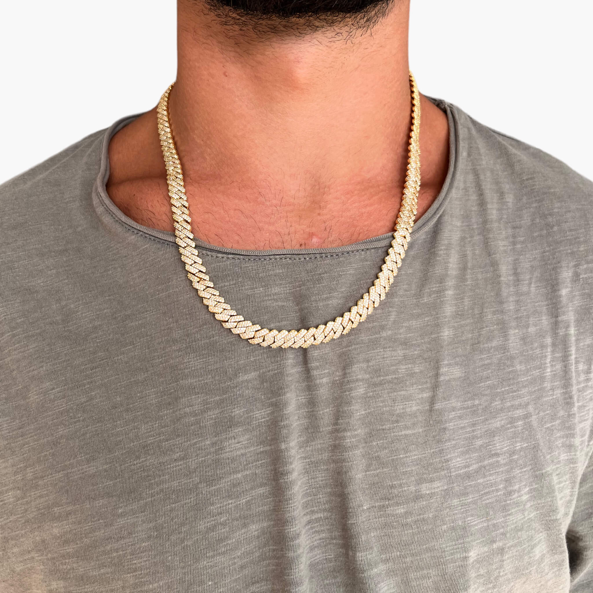 8mm Prong Cuban Link Chain - Gold