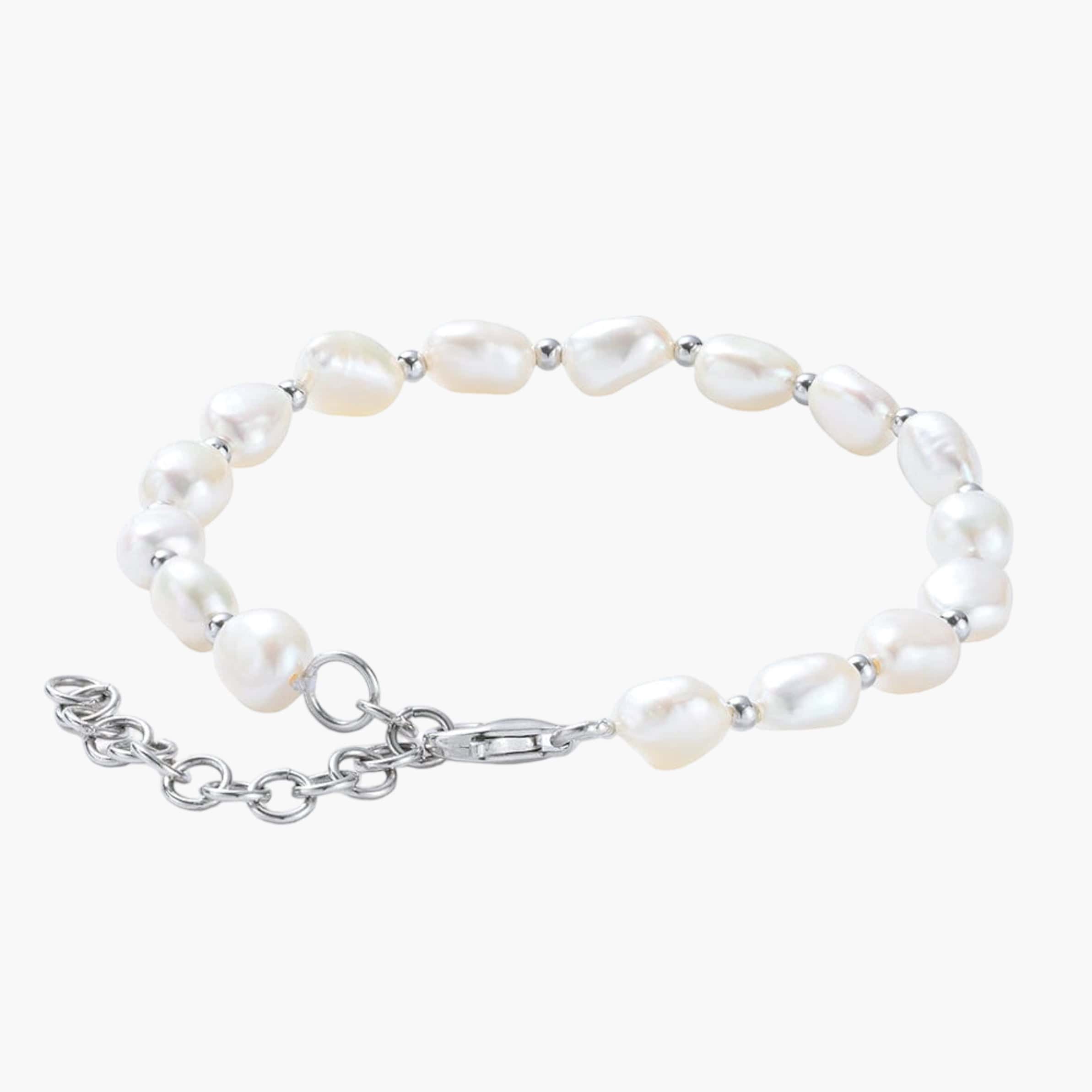 Baroque Pearls Bracelet 7MM - Silver