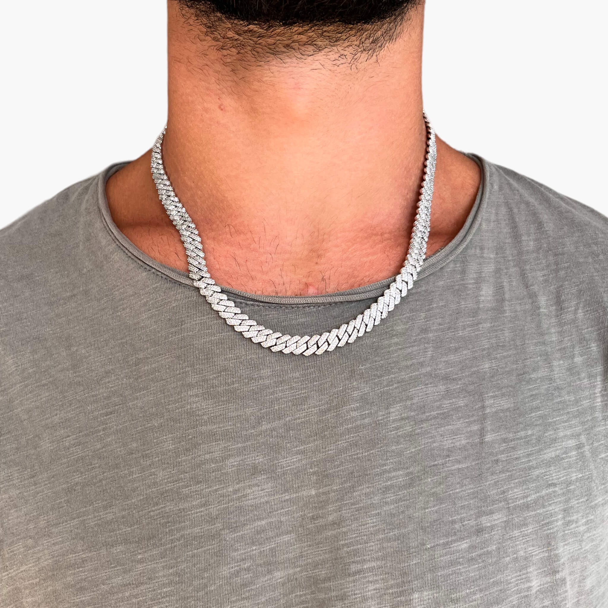 8mm Prong Cuban Link Chain - White Gold