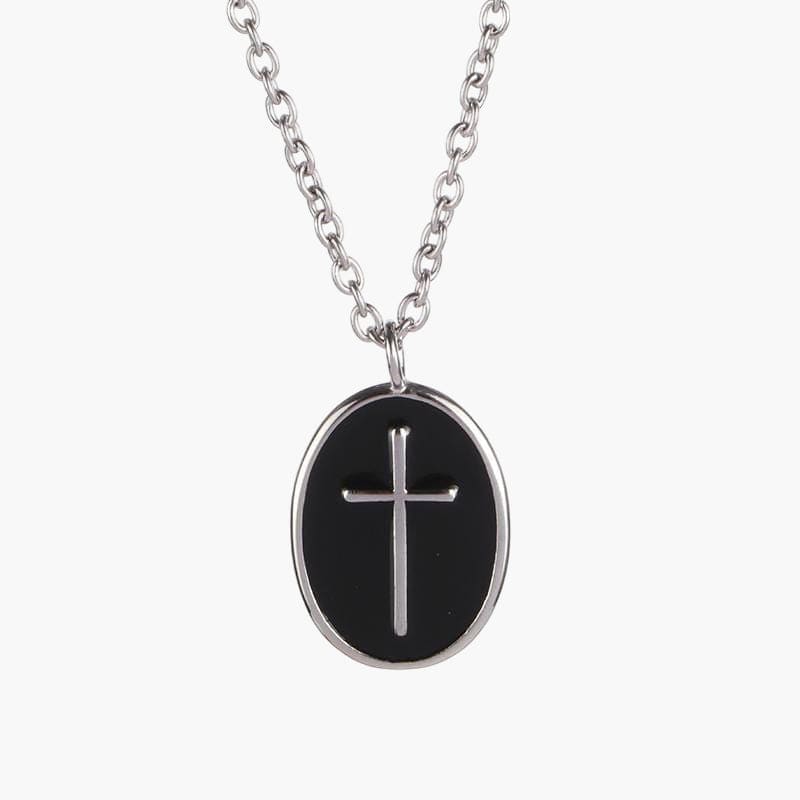 Cross Necklace (Two Tone - Silver / Black)