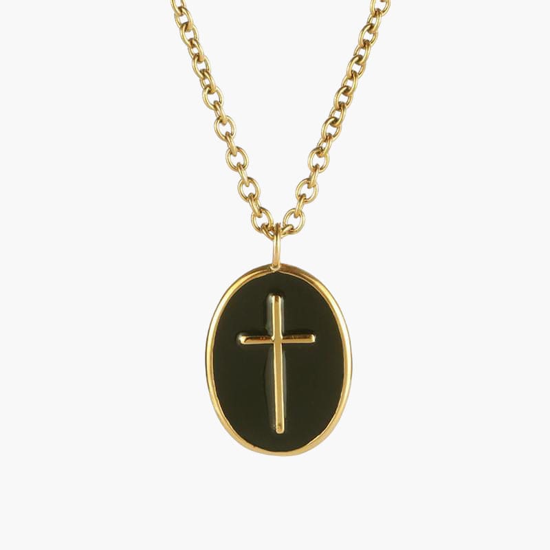 Cross Necklace (Two Tone - Gold / Black)