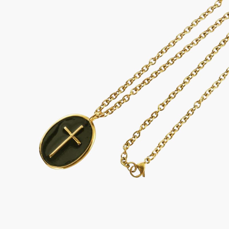 Cross Necklace (Two Tone - Gold / Black)