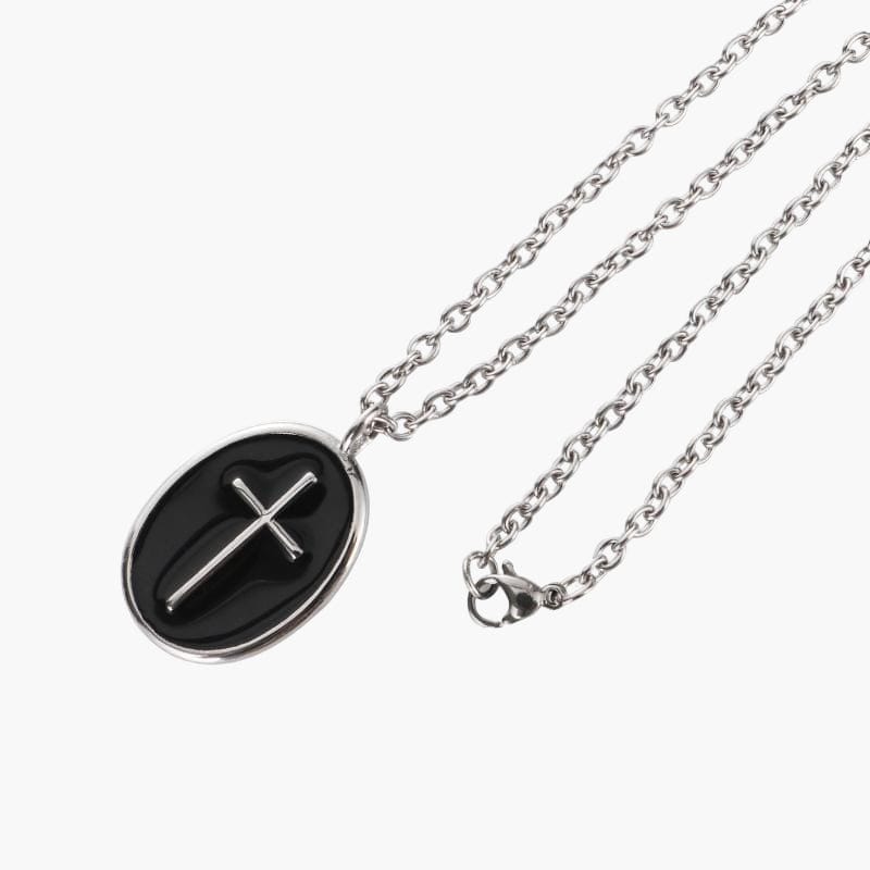 Cross Necklace (Two Tone - Silver / Black)