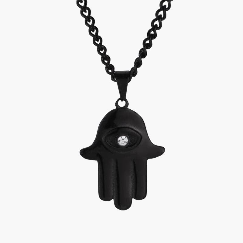 Hamsa Necklace - All Black