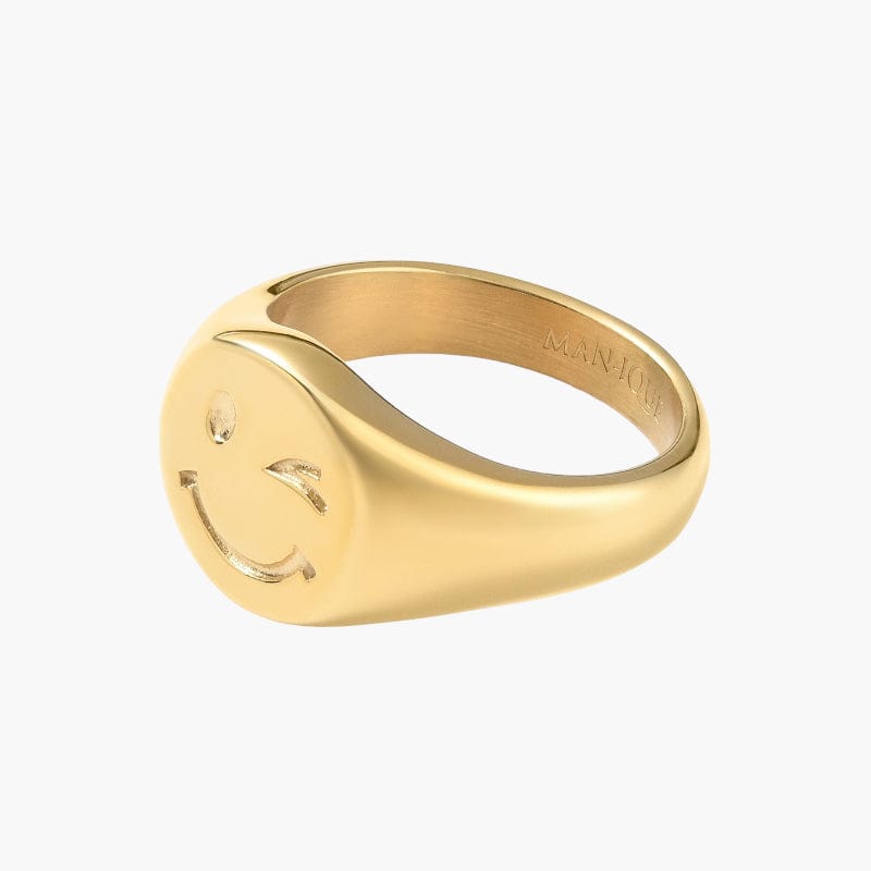 Winking Smiley Ring - Gold