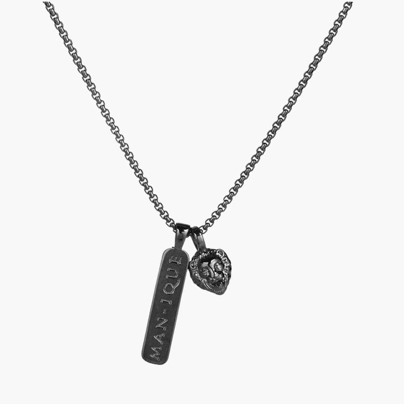 Leo Tag Necklace - Black