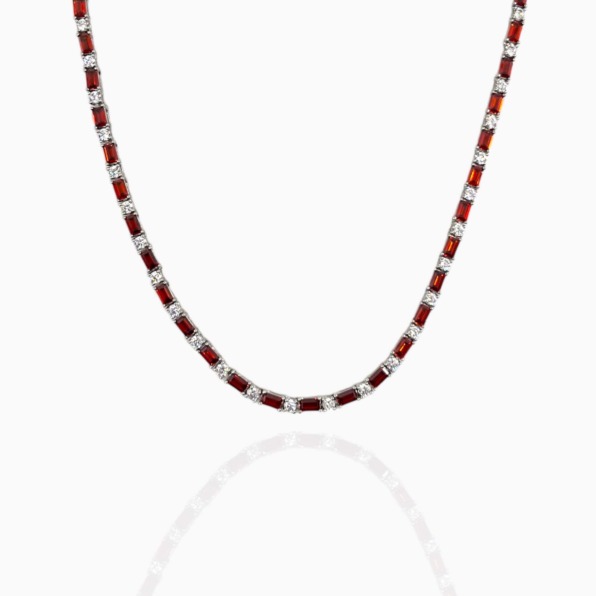 Red diamond sales tennis chain