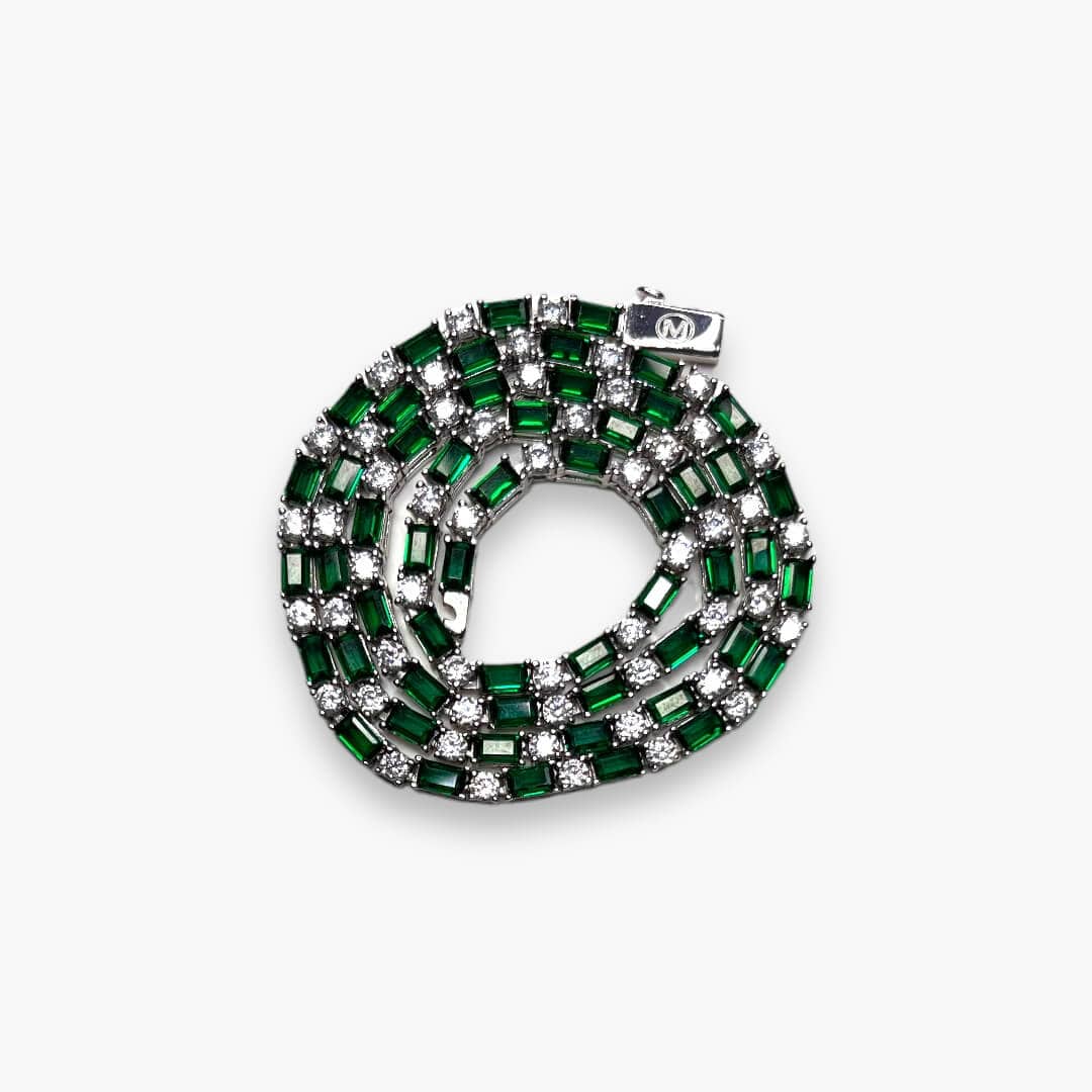 Emerald Tennis Chain 3MM - White Gold