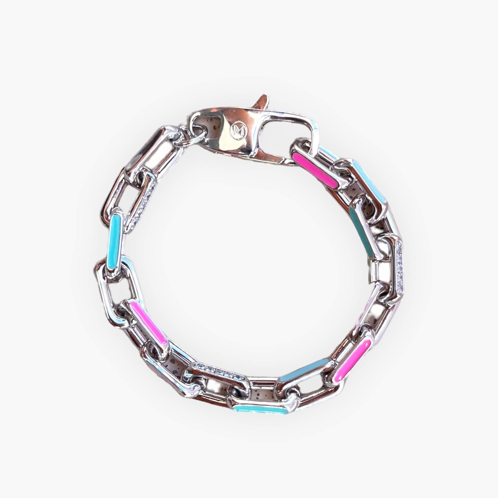 Miami Pallete Cable Bracelet 10mm - White Gold