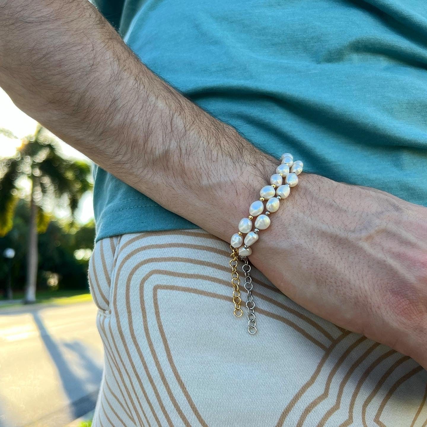 Baroque Pearls Bracelet 7MM - Silver