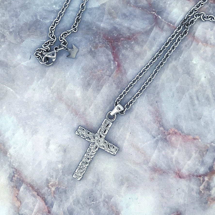 Bricked Cross - Silver