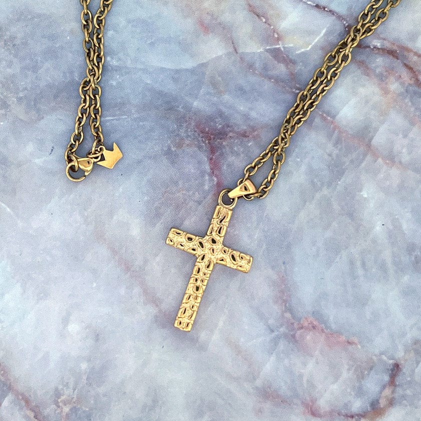 Bricked Cross - Gold