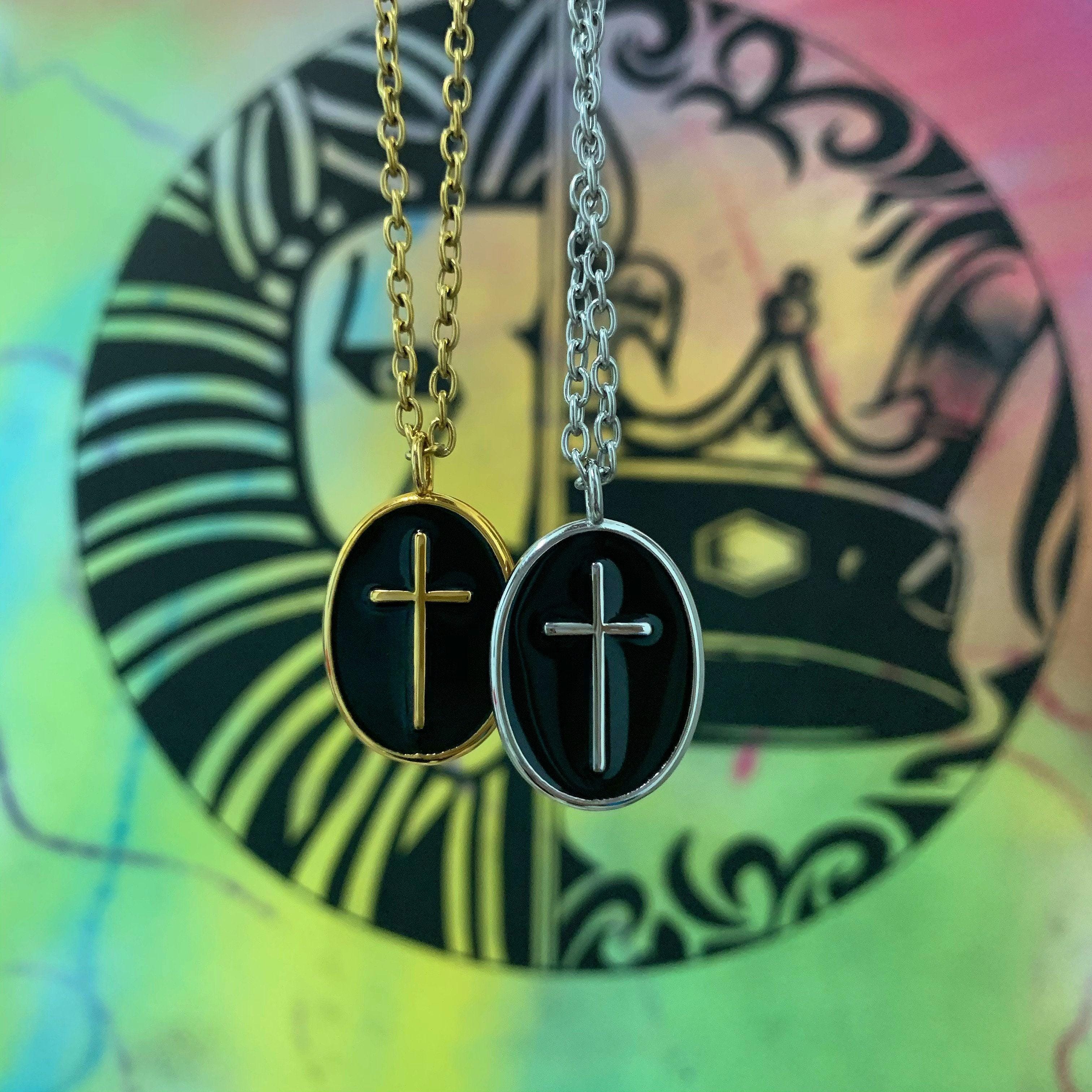 Cross Necklace (Two Tone - Silver / Black) - Man-ique Boutique