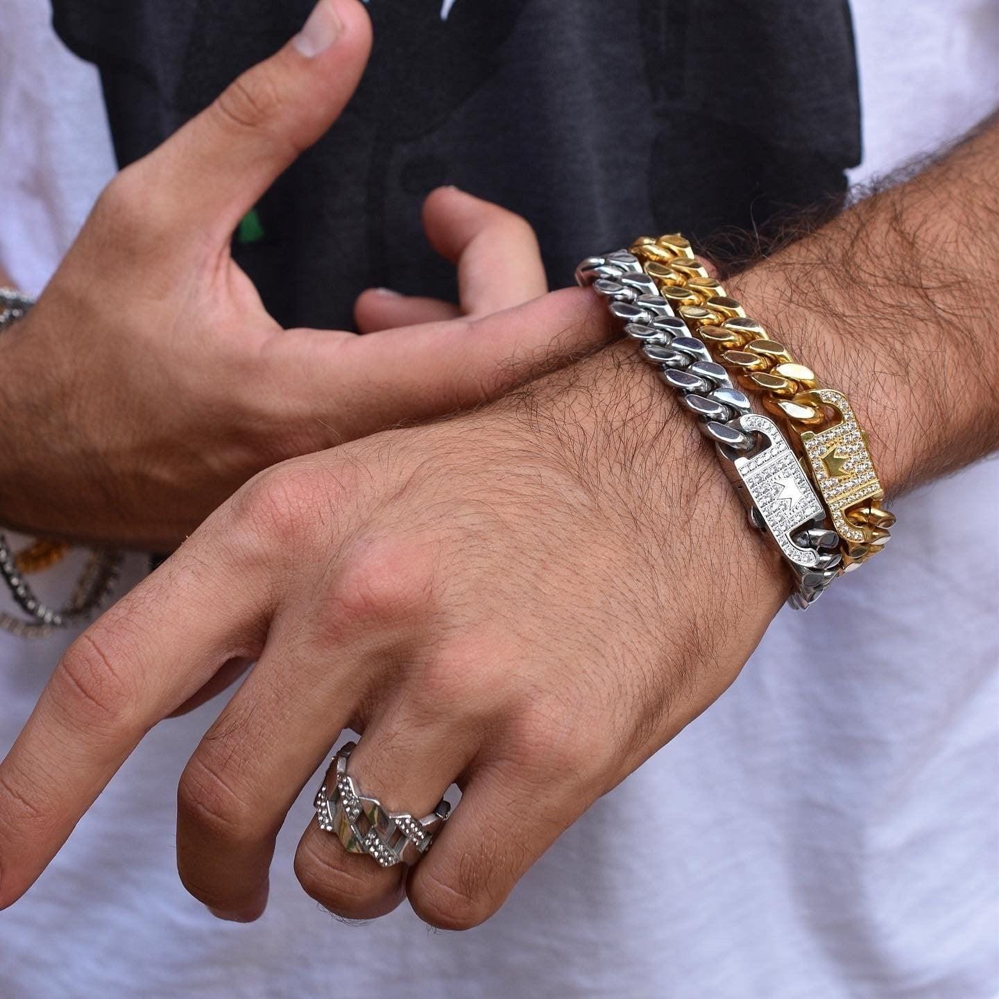 Cuban Crown Bundle 10.5MM (Gold + Silver) - Man-ique Boutique