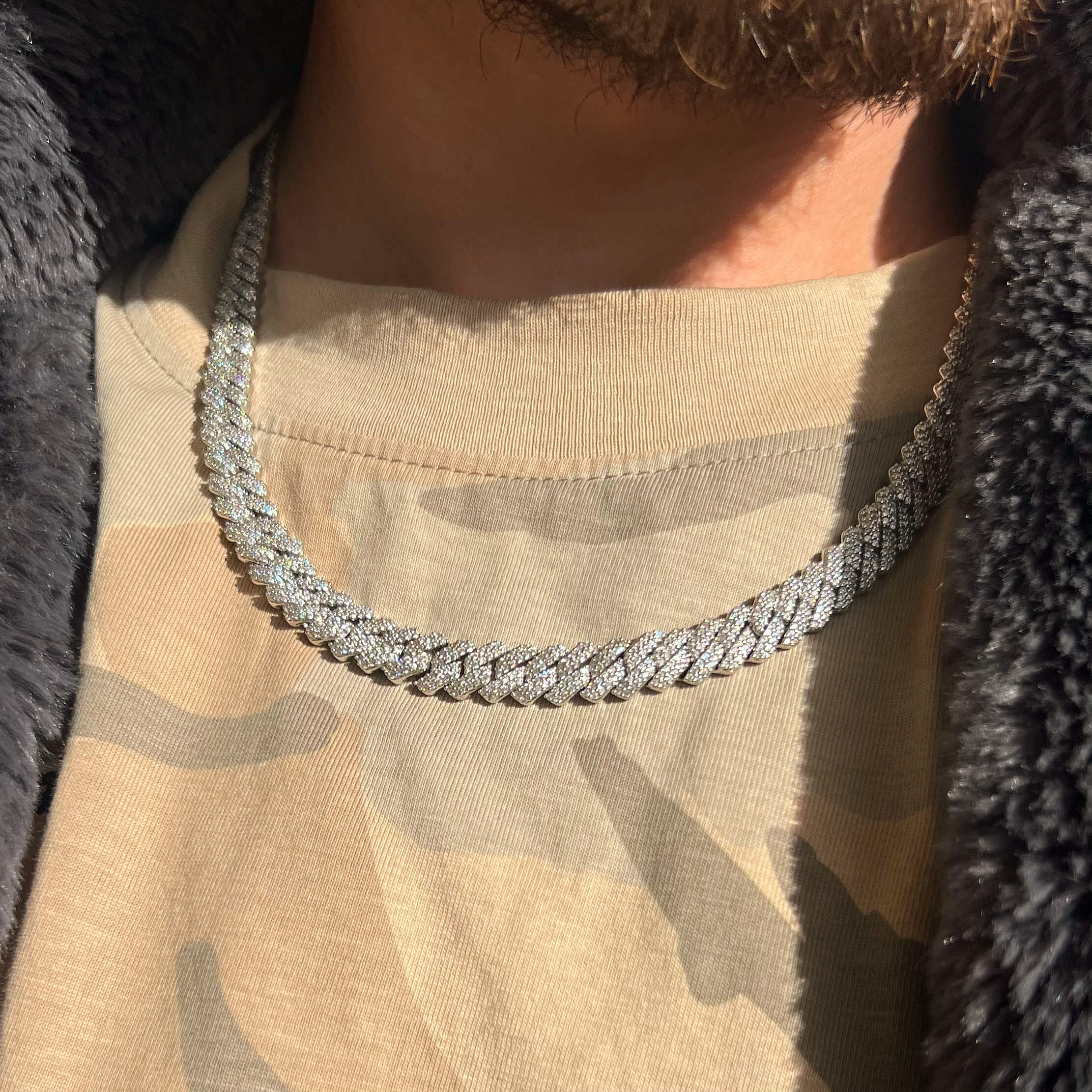 8mm Prong Cuban Link Chain - White Gold