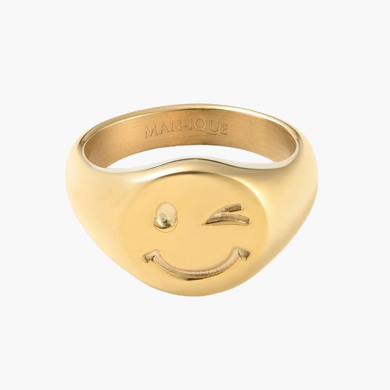 Winking Smiley Ring - Gold
