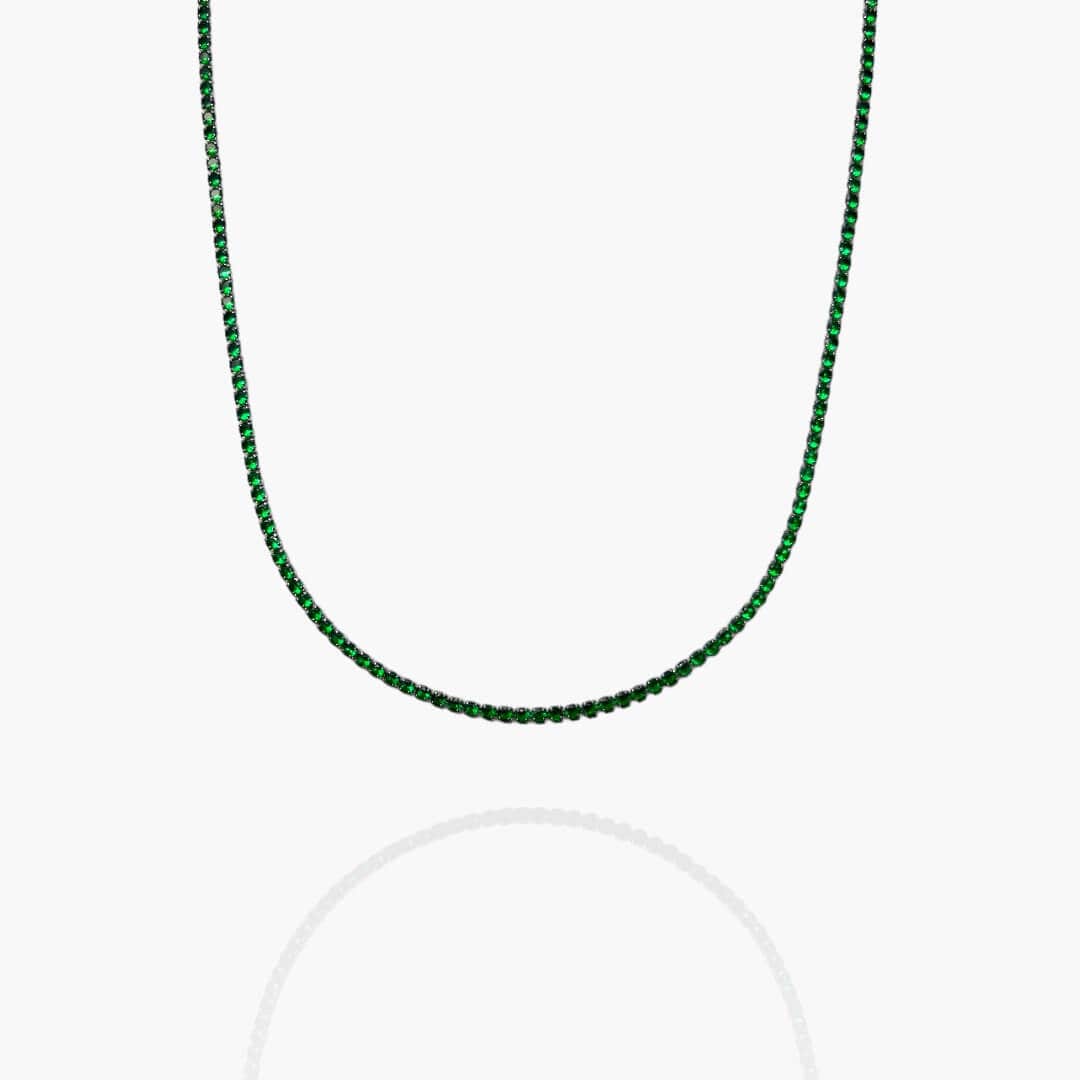 Emerald Micro Tennis Chain - White Gold