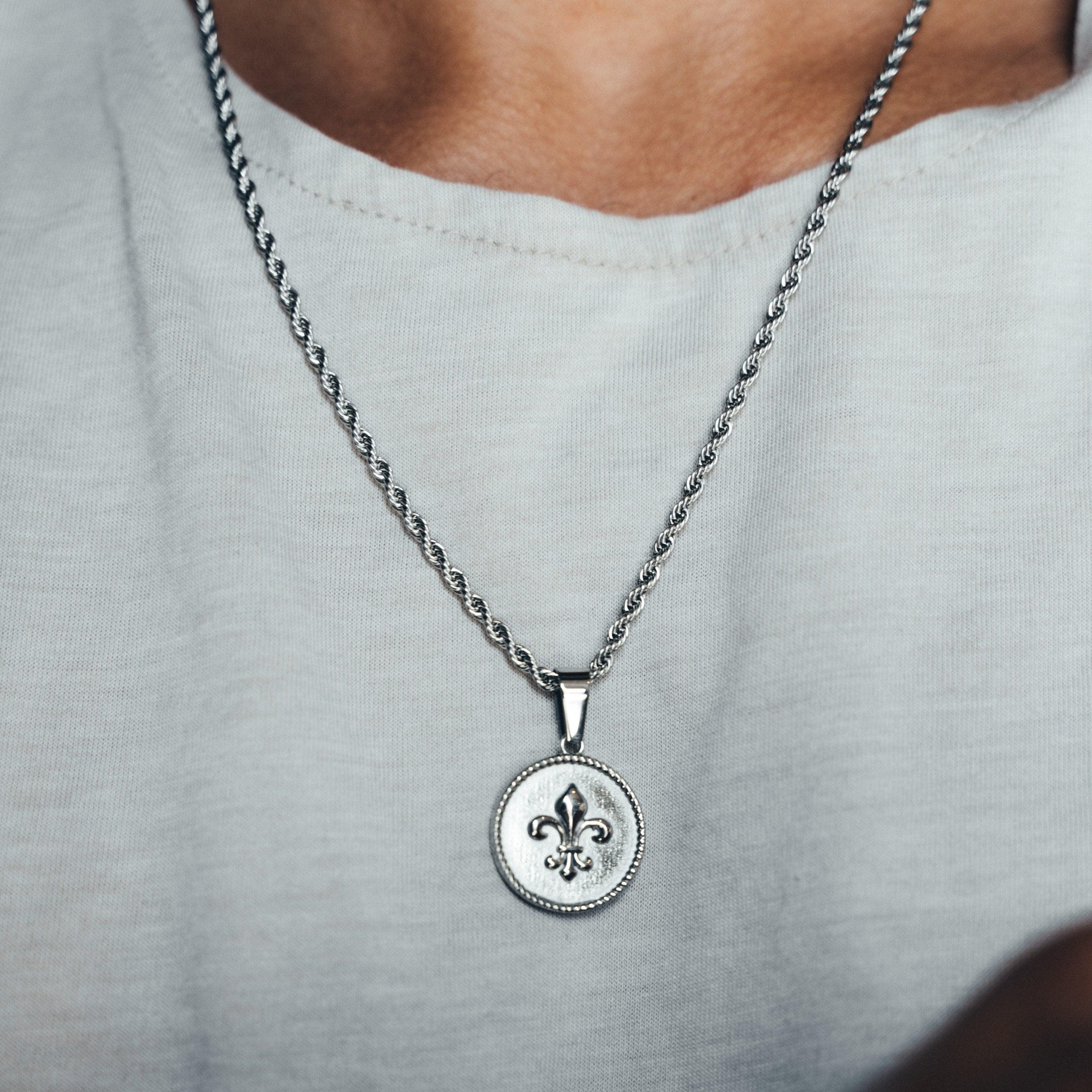 Fleur De Lis Necklace - Silver - Man-ique Boutique